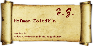 Hofman Zoltán névjegykártya